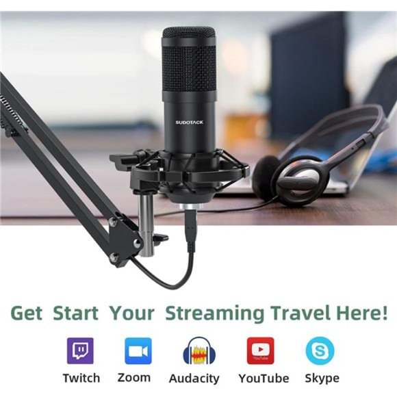 USB Streaming Podcast PC Microphone, Professional 192KHZ/24Bit Studio Cardioid - Picture 6 of 6